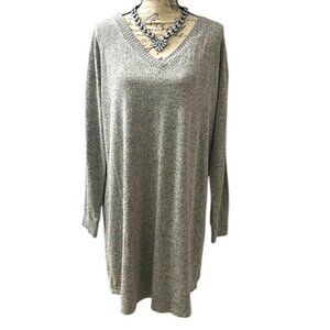 Soma Cozy Soft Light Gray Oversized Long Sleeve VNeck Knit Pullover Sweater XL